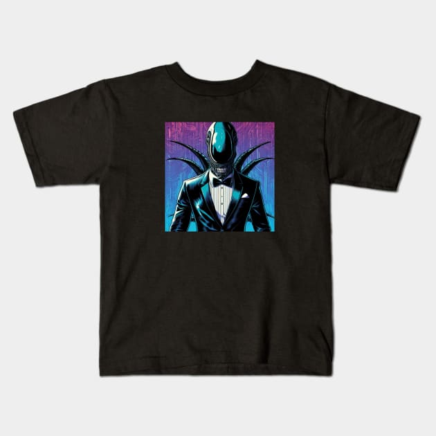 Tuxedo Xenomorph Kids T-Shirt by nerd.collect